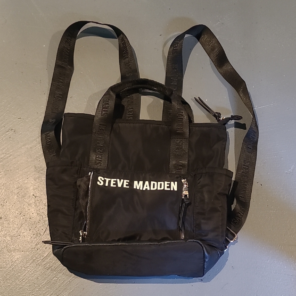 Steve Madden Black Backpack with Structured Design